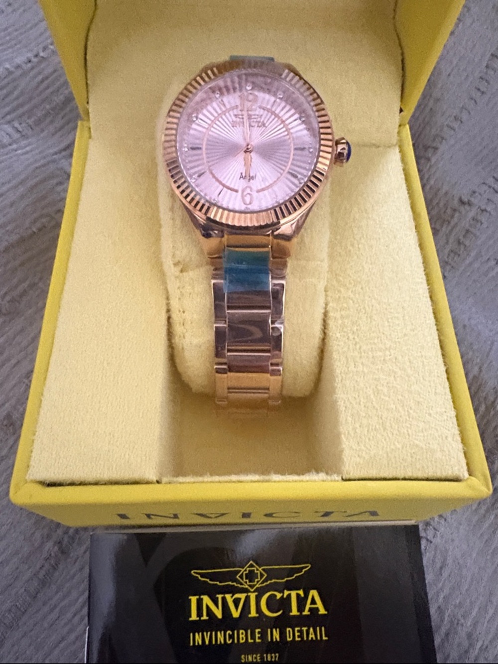 Invicta Angel Rose Gold Bracelet Watch with Pink Dial